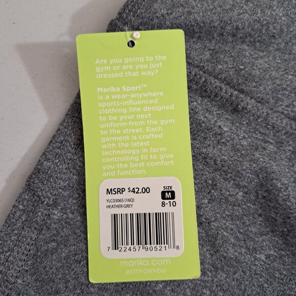 MARIKA SPORT WOMEN'S MID RISE CAPRI LEGGINGS MEDIUM 8-10, Gray/peach *NEW - Picture 7 of 13